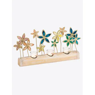 Kerzenhalter HEINE HOME, bunt (natur, bunt), B:50cm H:26cm T:7cm, Kerzenhalter, Kerzenhalter
