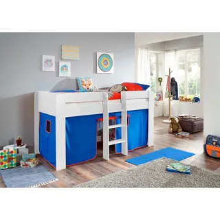 Relita Hochbett »Andi« mit Rolllattenrost und Vorhang, mit Leiter, pflegel. Dekor Oberfläche, blau