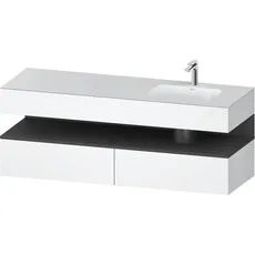 Duravit Qatego Einbauwaschtisch mit Konsolenwaschtischunterbau, 1600x550x600mm, Nische Graphit Matt, Becken rechts, QA4796049, Farbe: Weiß Matt/mit Nischenbeleuchtung