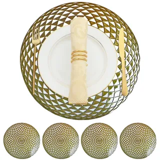 Metallic Tischsets 4er Set - Leicht zu reinigen, Abwaschbar Dekorative Tischsets für Küche und Esstisch - rutschfeste Runde Tischmatten - Geschirr & Zubehör - Esstisch Mittelstück Dekor, Gold