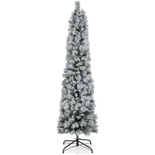 Costway Bleistift Weihnachtsbaum mit Schnee 180 cm