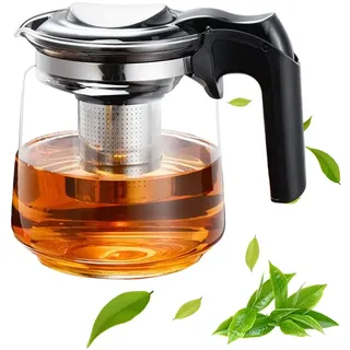 Umllpet Teekanne Glas, Teekanne mit Siebeinsatz 1,5 L, Glas Teekänne Thermo mit Deckel, Edelstahl Filter Sieb, Borosilikatglas Teekänne, Tea Maker Tee Kanne, Teapot für Losen Tees, Blumentee