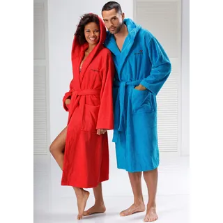 Unisex-Bademantel KANGAROOS "Cassidy, für Damen & Herren, Standardlänge & Überlänge" Gr. M, rot, L:120cm, Walkfrottee, Hausmäntel, Unisex-Bademantel, mit Taschen, Männer und Frauen, Baumwolle, Reise, Hotel, Sauna, S-3XL