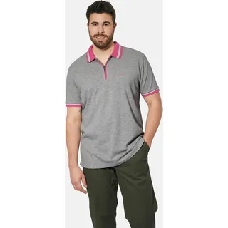 Poloshirt CHARLES COLBY "Poloshirt EARL PAT", Herren, Gr. 3XL, grau (hellgrau melange), Obermaterial: 90% Baumwolle CO. 10% Viskose CV., Shirts Poloshirt