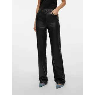 Vero Moda Lederimitathose »VMTESSA HR WIDE PL PANTS NOOS«, schwarz