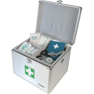 HMF 14702-09 Alu Medizinkoffer, Erste Hilfe Koffer, Tragegriff, 30 x 25 x 25 cm