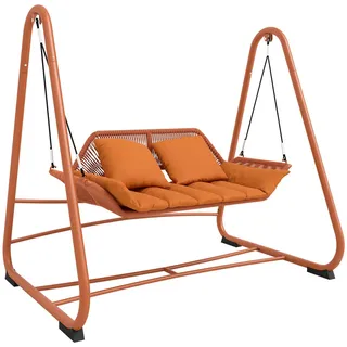 Outsunny Hollywoodschaukel Metall Polyester Terrakotta , Terracotta , Füllung: Polyester,Polyester,Polyester,Schaumstoff,Polyester , A-Form , 120x162x174 cm , Gartenmöbel, Gartenschaukeln, Hollywoodschaukeln