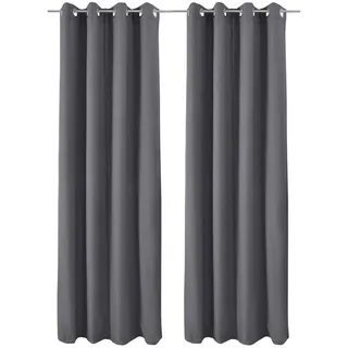 Beautissu Vorhang Amelie TO mit Öse 140x245cm Anthrazit (2tlg) , Textil , 140x245x1 cm , Heimtextilien, Vorhänge, Fertigvorhänge, Ösenvorhänge