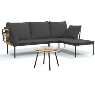 vidaXL 3-tlg. Garten-Lounge-Set mit Kissen dunkelgrau