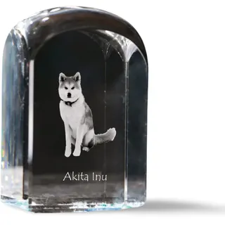Akita, Akita Inu - Kristallwürfel mit Bild, Hundebild im Kristall, sechseckiger Papierclip von Art-Dog.