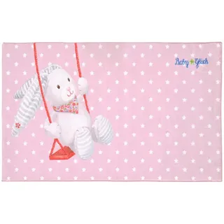 Kinderteppich , Hellrosa , Textil , Hase , rechteckig , 100x160 cm , Oeko-Tex® Standard 100 , für Fußbodenheizung geeignet, pflegeleicht , Teppiche und Böden, Teppiche, Kinderteppiche