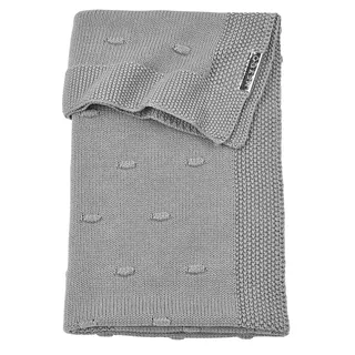 Meyco Baby Knots Babydecke, gestrickte Wiegedecke (aus 100% weicher Baumwolle, vielseitig einsetzbar, einfache Pflege, atmungsaktiv, Größe: 75 x 100 cm), Grau