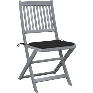 vidaXL Klappbare Gartenstühle 2 Stk. mit Kissen Massivholz Akazie - Schwarz