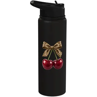 Cherry Leopard Kokette Schleife Süße Kirschen Früchte Stainless Steel Insulated Water Bottle