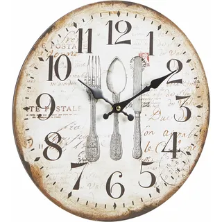 Home affaire Wanduhr ""Werant"" rund, Ø 34 cm, Vintage Optik, dekorativ in Küche & Wohnzimmer, beige
