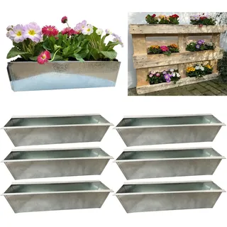 6x verzinkt Blumenkasten für Balkonkasten Europalette Einsatz Pflanzkasten 38cm