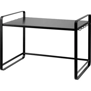 bremermann Mikrowellenregal, Bäckerregal mit Hakenleisten, Metall in schwarz - Schwarz