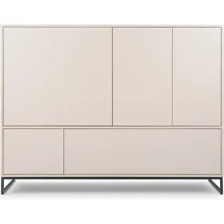 agmat-furniture Kommode Genua mit 5 Türen, Sideboard in Farbe: Creme, Schrank in Größe: 160 x 120 x 45 cm