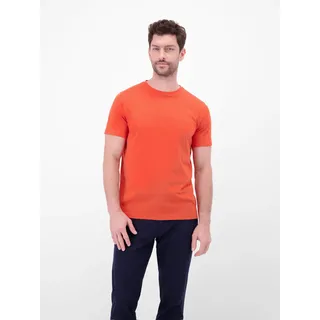 T-Shirt LERROS, Herren, Gr. M, orange (vivid rot), Single Jersey, Obermaterial: 100% Baumwolle, unifarben, regular fit hüftlang, Rundhals, abgesteppt, Shirts T-Shirt, im Basic-Look