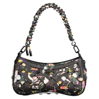 Desigual kleine Tasche schwarz geflochten Floralcollage - Schwarz