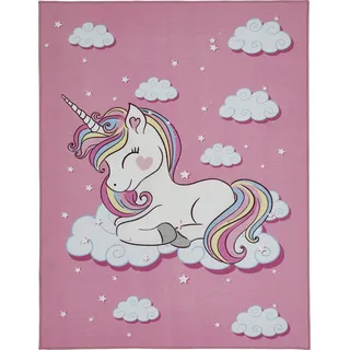Andiamo Einhorn Kinderteppich 133 x 170 cm Pink