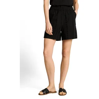 Webshorts TOM TAILOR DENIM, Damen, Gr. XS, N-Gr, deep schwarz, Web, Obermaterial: 100% Baumwolle. Futter: 100% Baumwolle, unifarben, normal kurz, Hosen Webshorts, Sommershorts mit Häkeldetails
