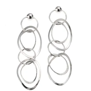 Zeeme Silber Damen Ohrringe 925/- Sterling Silber 6cm Matt/Glanz weiß 213220051