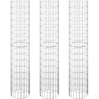 vidaXL Gabionen-Hochbeete 3 Stk. Rund Verzinkter Stahl Ø30x150 cm
