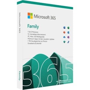 Microsoft 365 Family | 6 Nutzer | 12 Monate um 53,99 € statt 73,09 €