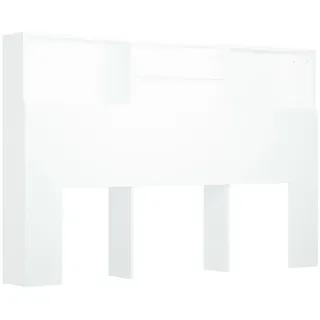 vidaXL Bett-Kopfteil Mit Ablagen Weiss 160/19/103,5 Cm , Weiß , Holzwerkstoff , Rechteckig , 19x103.5x160 cm , Bett-Kopfteile