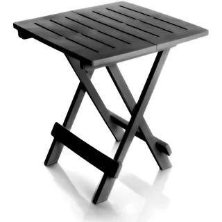 BigDean Klapptisch klein in anthrazit aus Kunststoff LxBxH 45x43x50cm – wetterfester Campingtisch - Beistelltisch In- und Outdoor geeignet - Schwarz