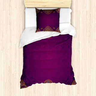 ABAKUHAUS orientalisch Mantele, Spitze-Art-Verzierung, Milbensicher Allergiker geeignet mit Kissenbezügen, 135 cm x 200 cm - 80 x 80 cm, Mehrfarbig