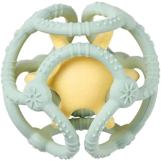 Nattou Silikonbälle 2er Set, Zum Greifen, BPA-frei, Ø 10 cm + 7 cm, Silicone, Pastelgrün/Gelb