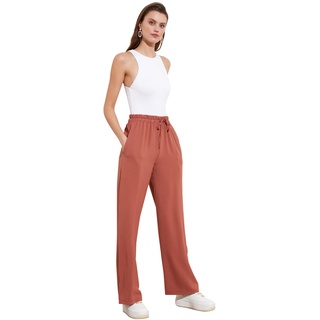 Trendyol Women's Loungewear High Waist Wide Leg Pants, Getrocknete Rose, 42