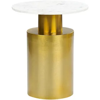 Beliani Beistelltisch Metall/Marmor gold/weiß rund 40 cm Elegantes Modernes Design für Wohnzimmer, Wohnzimmertische, Beistelltische