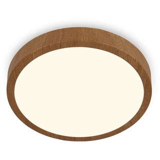 Briloner Leuchten - Deckenlampe LED, Deckenleuchte Holz, warmweißes Licht, Aufbaulampe, Aufbauleuchte, Holzoptik, 280x40 mm, 3724-014