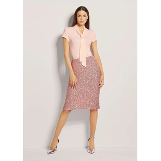 Sommerrock MADELEINE "Paillettenrock Schlanker Pencil-Skirt mit Wendepailletten", Damen, Gr. 40, rosa (blassrosa, puderrosé), Obermaterial: 97% Polyester PES. 3% Elasthan EL., Modern, normal, Röcke Sommerrock