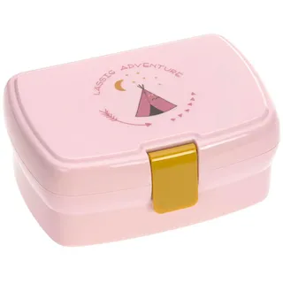 LÄSSIG Kinder Lunchbox Brotdose mit herausnehmbarer Unterteilung, BPA-frei/Adventure Tipi, rosa