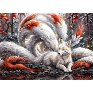 Jawecci Fuchs Diamond Painting Erwachsene, 5D Tiere Diamant Painting Bilder Erwachsene Anfänger, DIY Runde Steine Diamant Kunst Set Diamant Malerei Kinder für Home Dekor 30x40cm