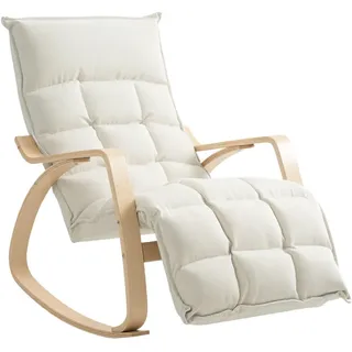 Homcom Schaukelstuhl Schaukelsessel mit Rückenlehne, Fußstütze für Wohnzimmer Cremeweiß , Weiß , Kunststoff , 67x92x106 cm , Wohnzimmer, Sessel, Schaukelstühle