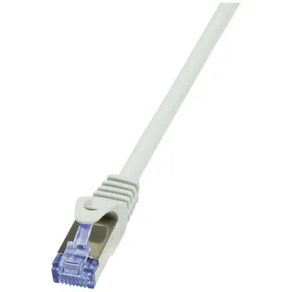 Logilink CQ3102S RJ45 Netzwerkkabel, Patchkabel CAT 6a S/FTP 15 m Grau mit Rastnasenschutz, Flammwidrig, Gesamtschirm, Halogenfrei, Paarschirm 1 St.