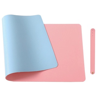 Morain Leder-Schreibtisch-Mauspad, rutschfestes PU-Leder, Büro-Schreibtischmatte, wasserdichte Laptop-Schreibtischunterlage für Büro und Zuhause (Hellblau/Rosa, 70 x 35 cm)