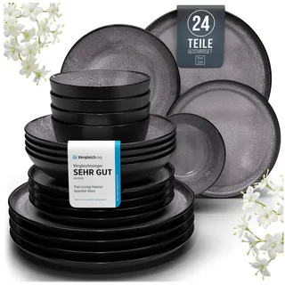 PURE LIVING INTERIOR DESIGN Ibiza Tafelservice 24-tlg. grau