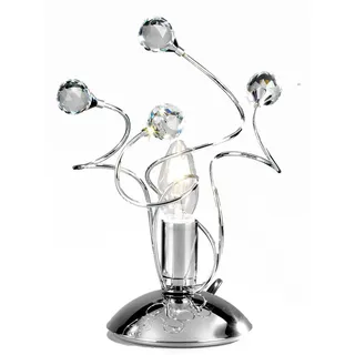 Kristall-Tischleuchte , Chromfarben , Metall, Glas , 27 cm , Lampen & Leuchten, Innenbeleuchtung, Tischlampen, Tischlampen