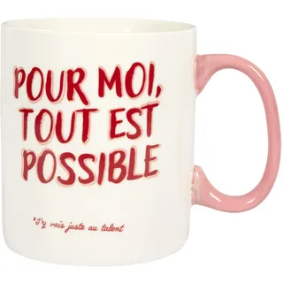 THE CONCEPT FACTORY, KA0641, XXL Girl Power Becher 70 cl – Auffälliges Design für heiße und kalte Getränke, leicht zu reinigen, perfekt für alle Gelegenheiten – Weiß, Pink