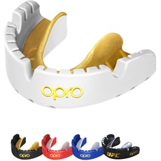 OPRO Gold Level Zahnschutz für Zahnspangen, Mundschutz Sport Erwachsene, mit revolutionärer Anpassungstechnologie für Boxen, Lacrosse, MMA, Kampfsport, Hockey und alle Kontaktsportarten (Weiß)