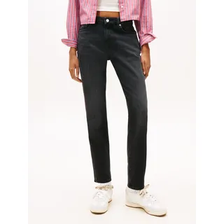 Slim-fit-Jeans TOMMY JEANS "TJLUCY MR SLIM", Damen, Gr. 30, Länge 32, denim schwarz, Denim/Jeans, Obermaterial: 99% Baumwolle, 1% Elasthan, unifarben, slim fit knöchellang, Jeans Slim-fit-Jeans