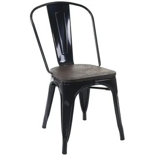 Mendler Stapelstuhl HWC-A73 Holz-Sitzfläche schwarz