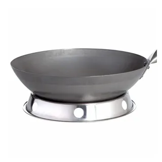 All'Grill Original chinesische Wokpfanne, Ø 33 cm und Edelstahl-Wokring