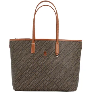 Tragetasche TOMMY HILFIGER "TH MONOPLAY TOTE LE", Damen, Gr. B/H/T: 43cm x 27cm x 14cm, schwarz, Leder, Lederimitat, Taschen Tragetasche, Damen Schultertasche, Henkeltasche, Shopper mit Allover-Print